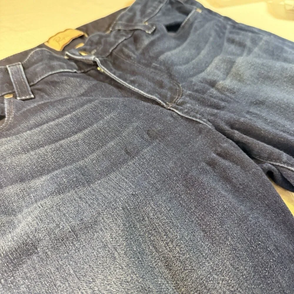 PAIGE Peg Skinny Jeans Blue Denim Size 31 Mid Rise Stretch Dark Wash Pucker PICS